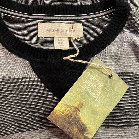 Frederik Anderson Copenhagen Men's Grey Striped Sweater - Size Medium - NWT - Picture 3 of 3